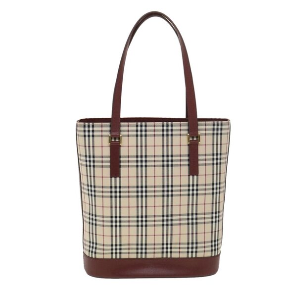 BURBERRY Nova Check Tote Bag Nylon Beige Auth yk6343V - Picture 1 of 16